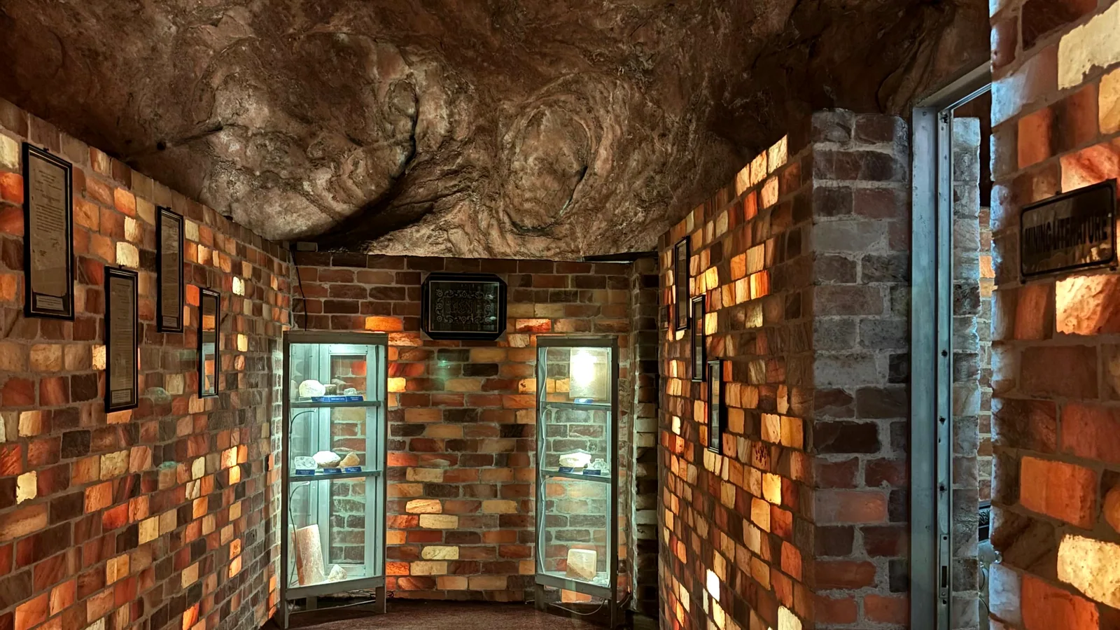 Illuminated Himalayan salt-brick room showcasing the natural mineral glow