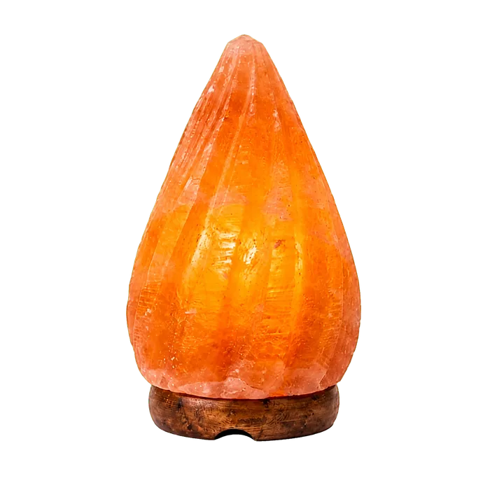 Fire Drop Himalayan Pink Salt Lamp with Wooden Base
