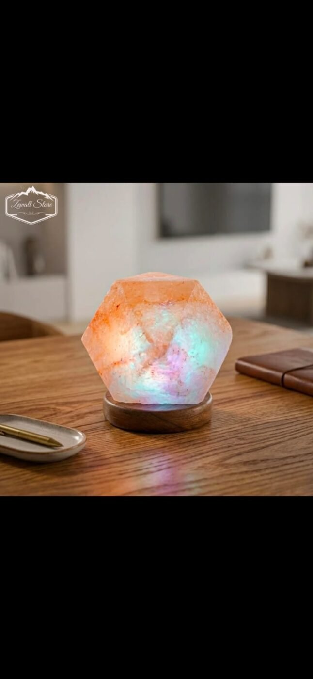 USB Diamond Shape Himalayan Pink Salt Lamp – Color Changing – view 4