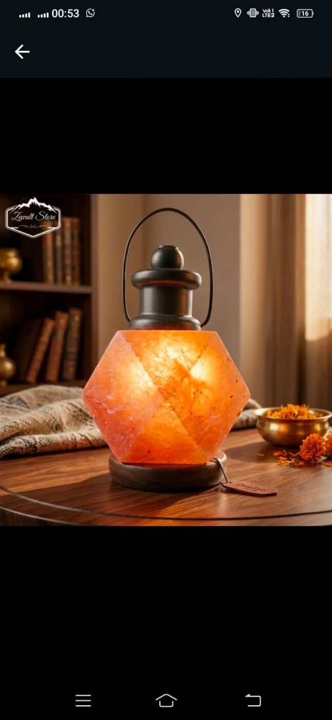 Lantern Shaped Himalayan Pink Salt Lamp – 220V – alternate view