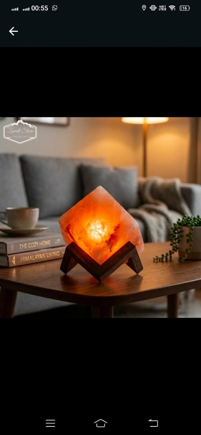Cube Shaped Himalayan Pink Salt Lamp 1.5 KG – Wooden Stand – 220V – view 5