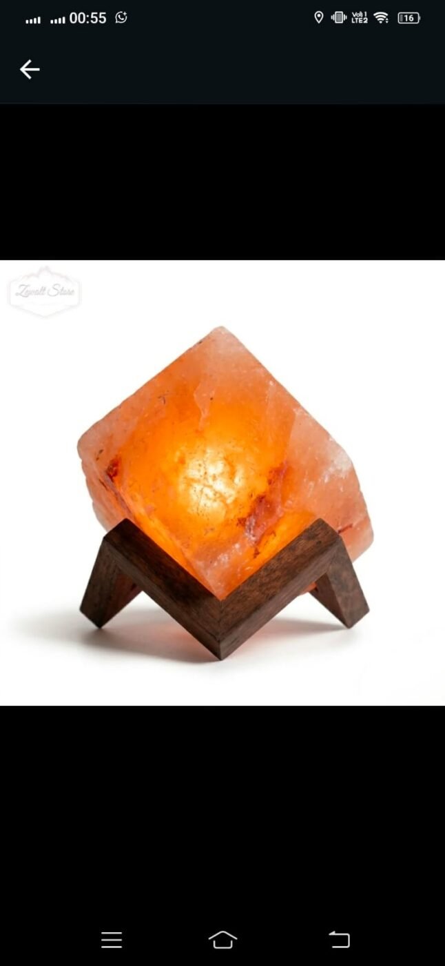 Cube Shaped Himalayan Pink Salt Lamp 1.5 KG – Wooden Stand – 220V – view 4