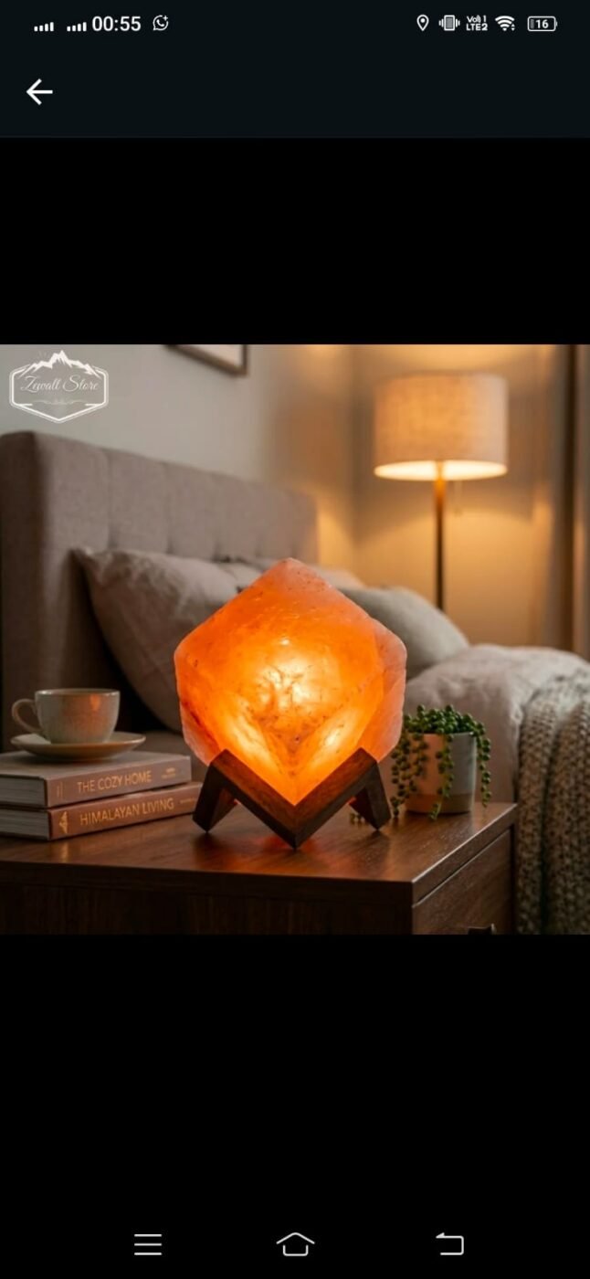 Cube Shaped Himalayan Pink Salt Lamp 1.5 KG – Wooden Stand – 220V – view 3