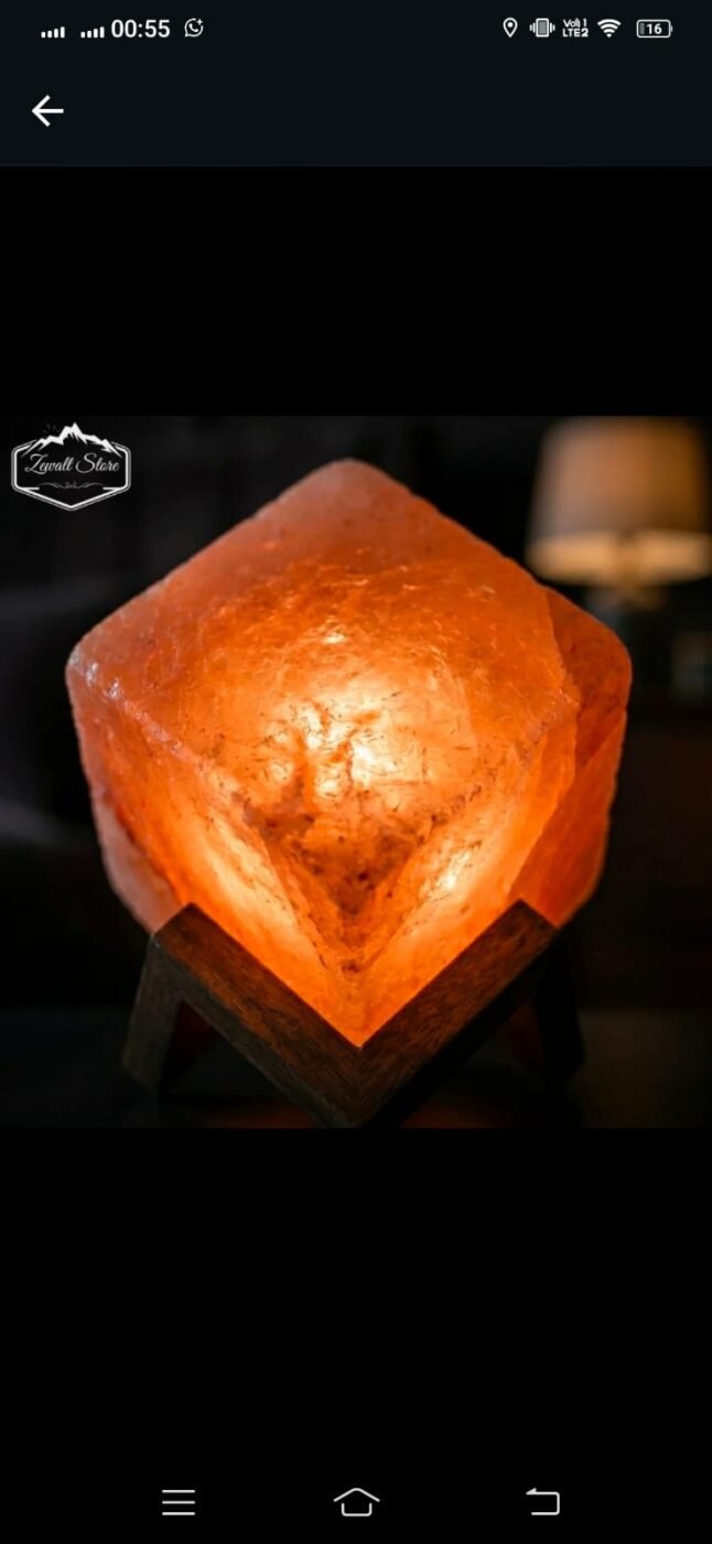 Cube Shaped Himalayan Pink Salt Lamp 1.5 KG – Wooden Stand – 220V – view 1