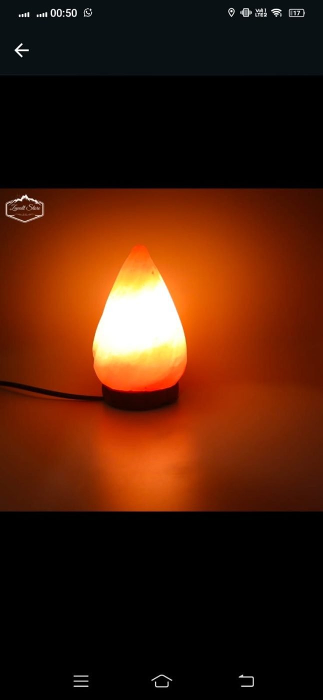 Fire Drop Himalayan Pink Salt Lamp with Wooden Base