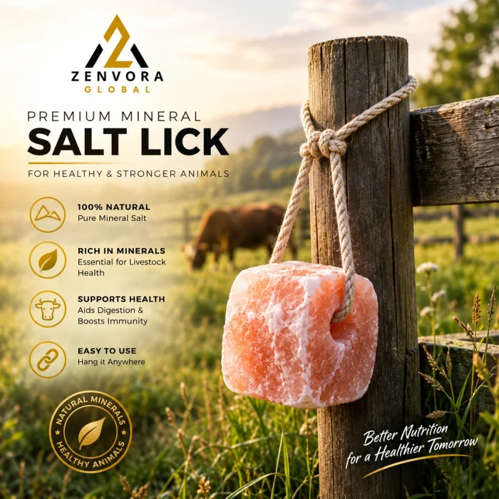 Natural Pink Salt Animal Lick Block (with Rope)