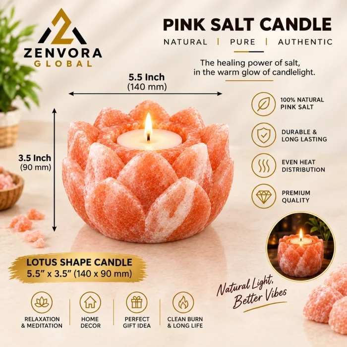 Pink Salt Candle Holder (Lotus Petal 5.5 x 3.5 in)