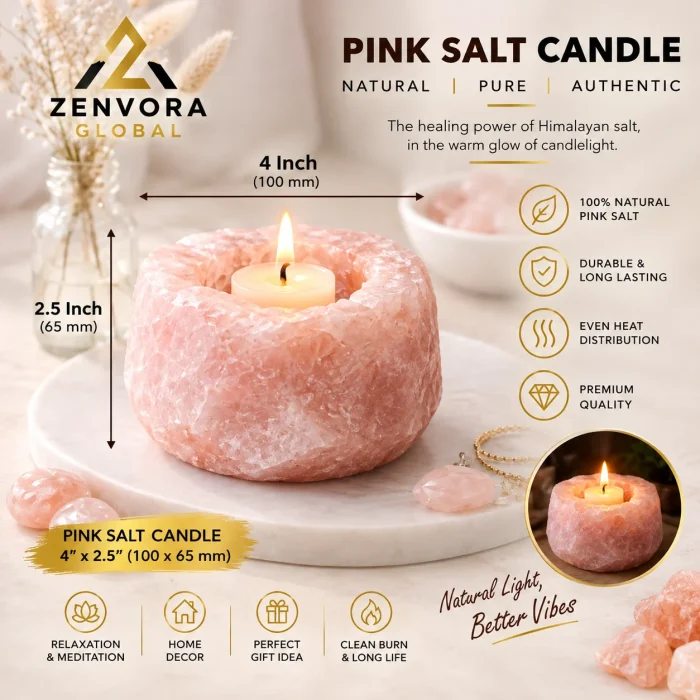 Pink Salt Candle Holder (Round 4 x 2.5 in)