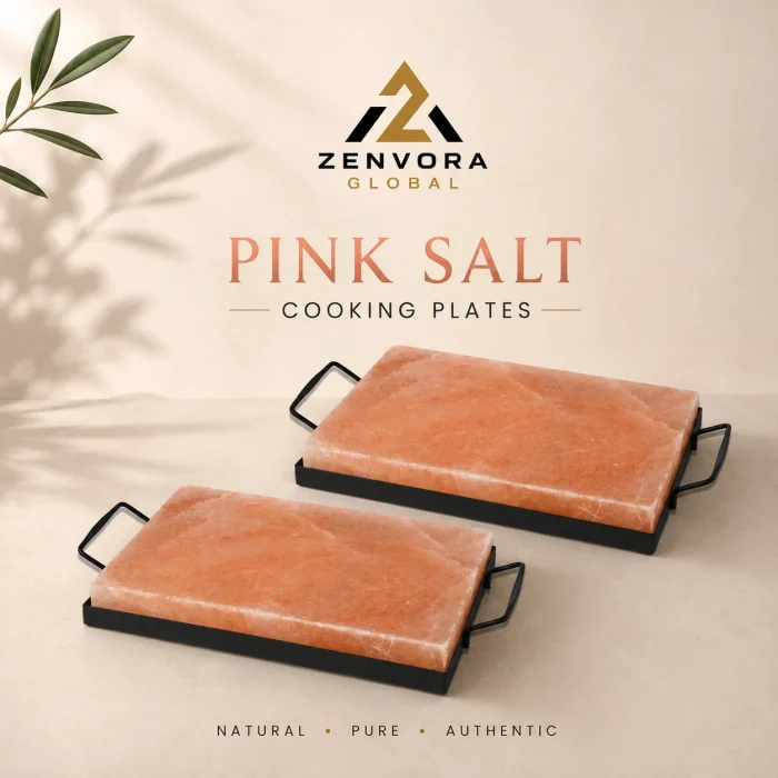 Pink Salt Cooking Plates with Metal Handles