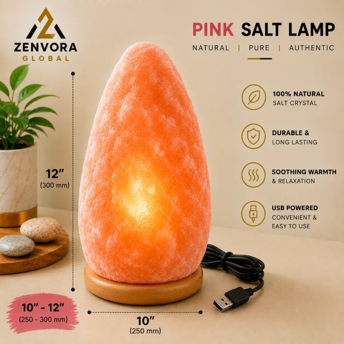 Pink Salt Egg Lamp on Wooden Base (10 x 12 in)