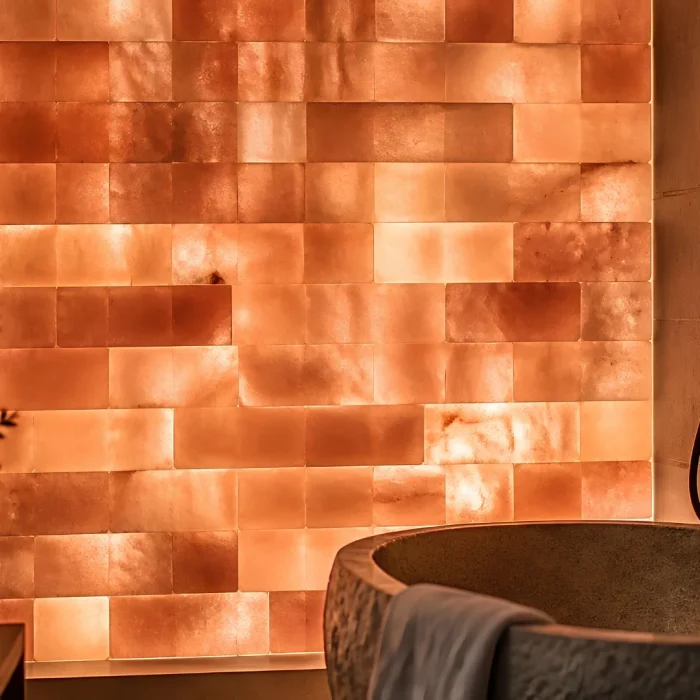 Illuminated pink salt wall