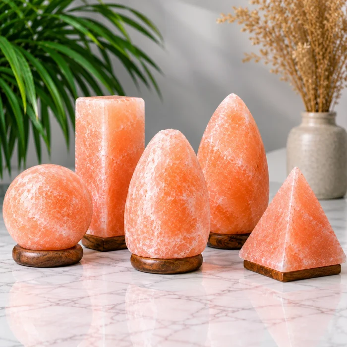 Sculpted pink salt lamp collection
