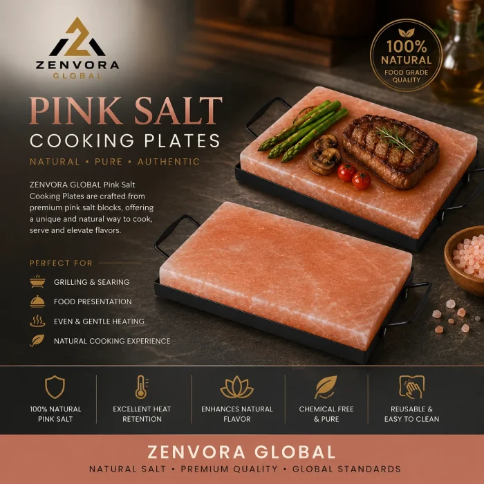 Pink salt cooking plates and serving ideas
