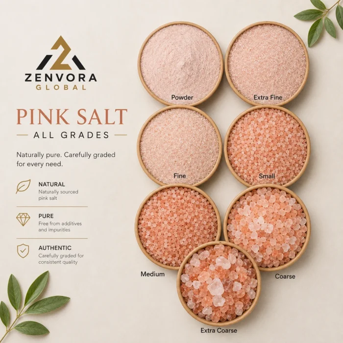 Pink salt grain grades
