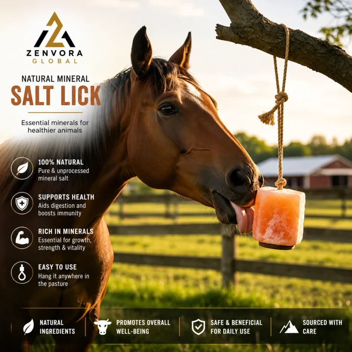 Horse and natural mineral salt lick