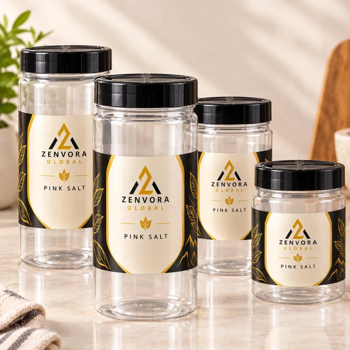 Clear salt packaging jars
