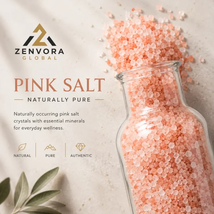Natural pink salt crystals