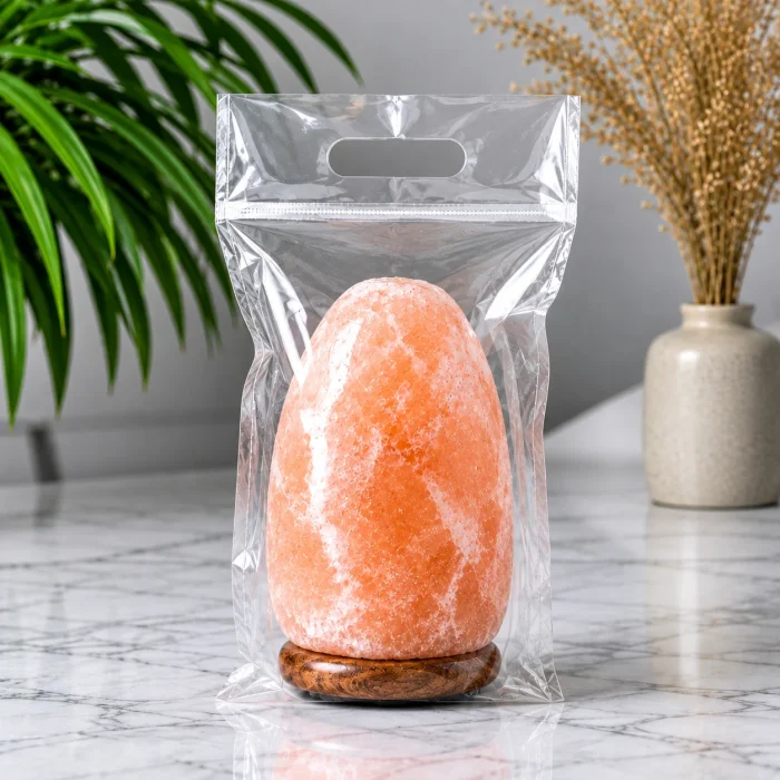 Packaged pink salt lamp