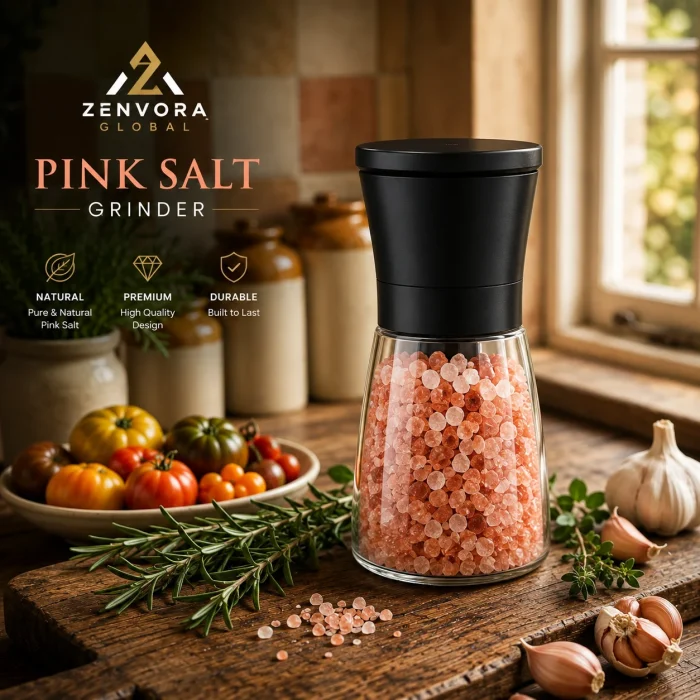 Matte black pink salt grinder
