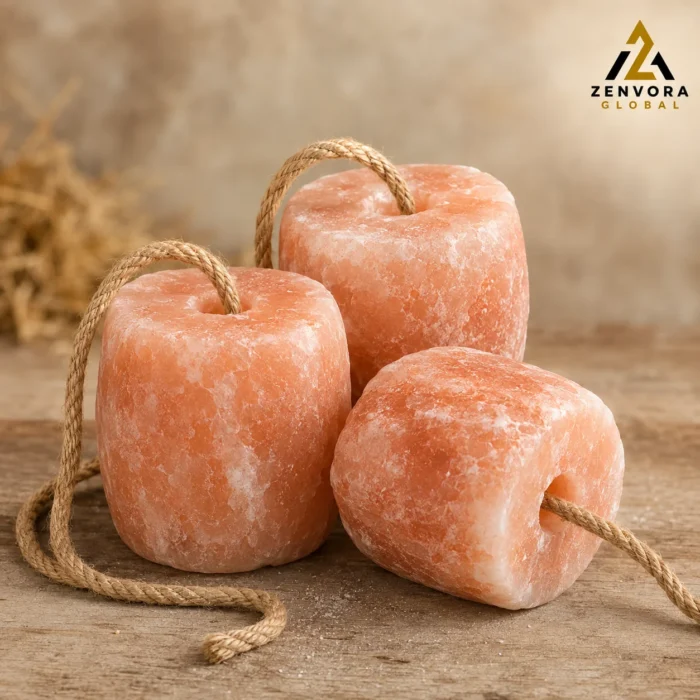 Rounded Pink Salt Lick Blocks with Rope